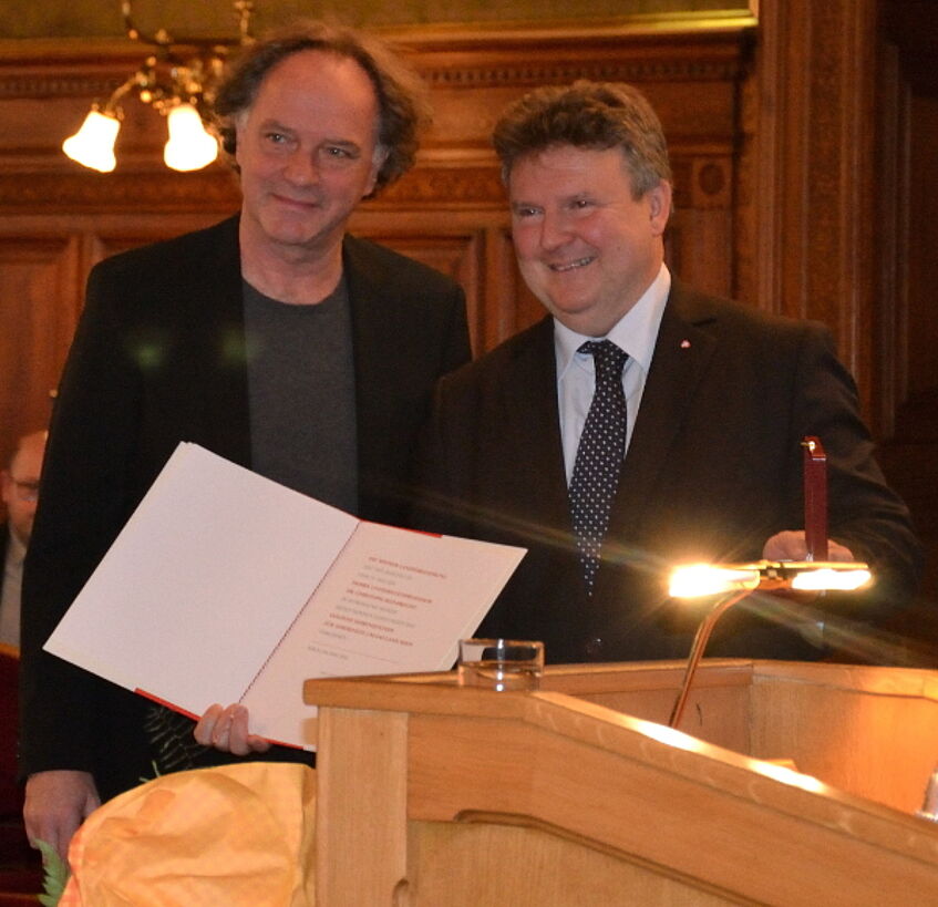 Ehrenzeichenverleihung 27.10.2016: Prof. C. Reinprecht, Stadtrat M. Ludwig. Foto: D. Lipp