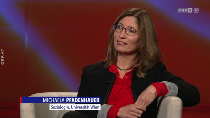 Screenshot des Talks "Im Zentrum" bei ORF mit Michaela Pfadenhauer