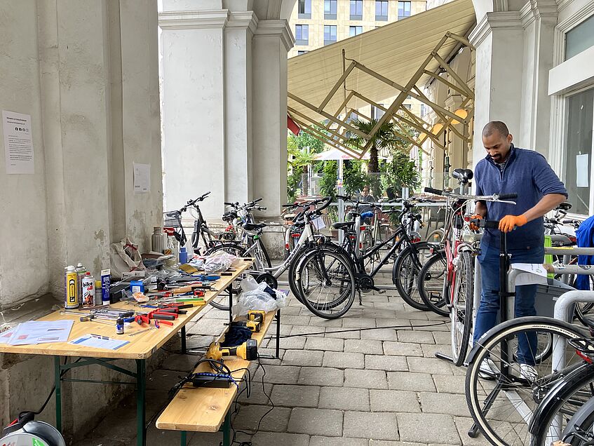 Foto des Fahrradreparaturstandes